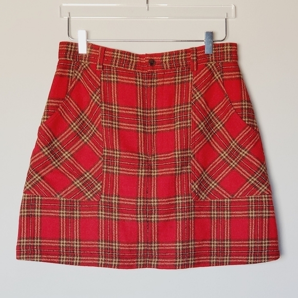 Vintage Banana Republic Wool Tartan Plaid Skirt Italy 14 Academia Preppy Y2K - Picture 1 of 7